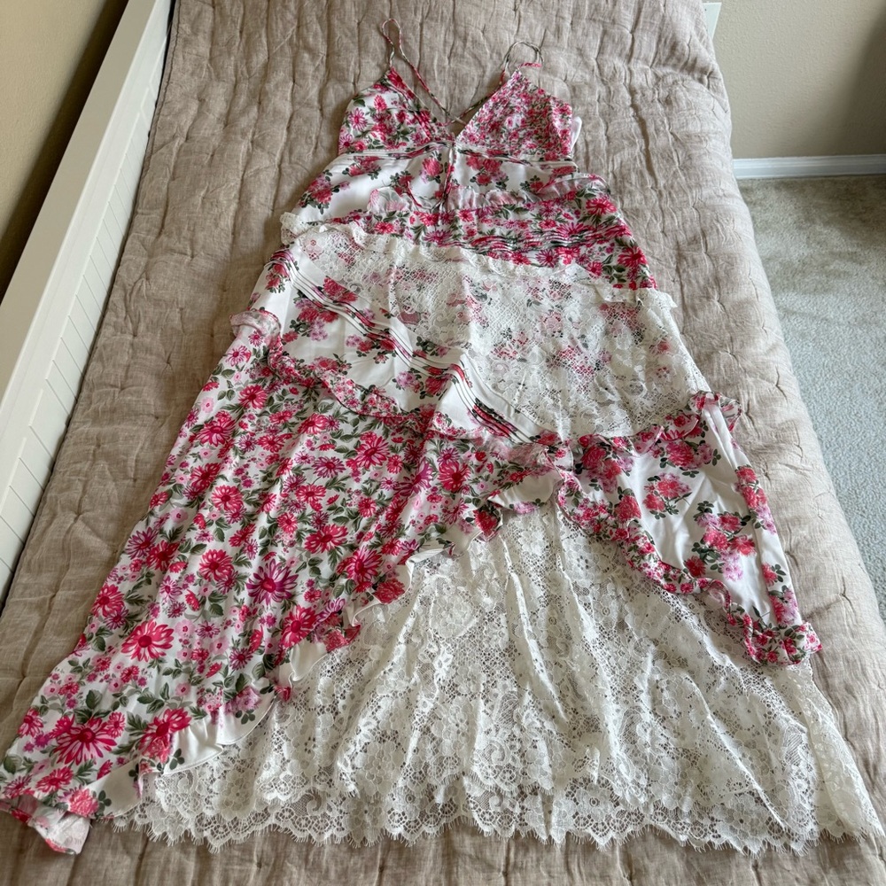 For Love & Lemons Pink and White Floral Lace Maxi Dress - Picture 3 of 16